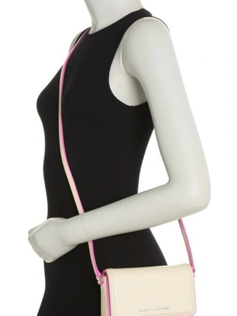 Marc Jacobs Cream Crossbody with Pink Strap